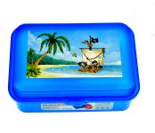 svačinový box s přepážkou Piráti modrý 18 x 13 x 7 cm