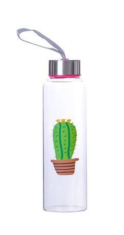 Skleněná láhev s víčkem Detox 390ml Kaktus Toro