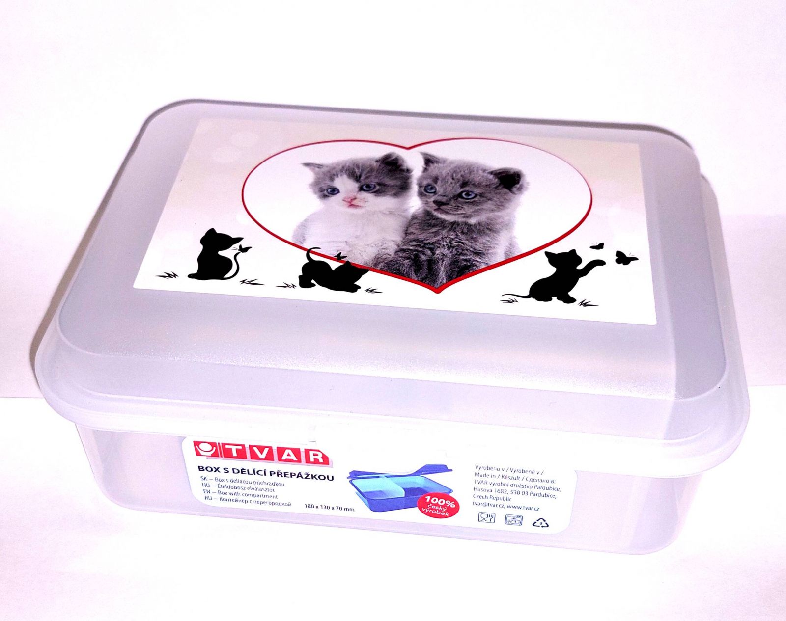 svačinový box koťata čirý 18 x 13 x 7 cm Tvar